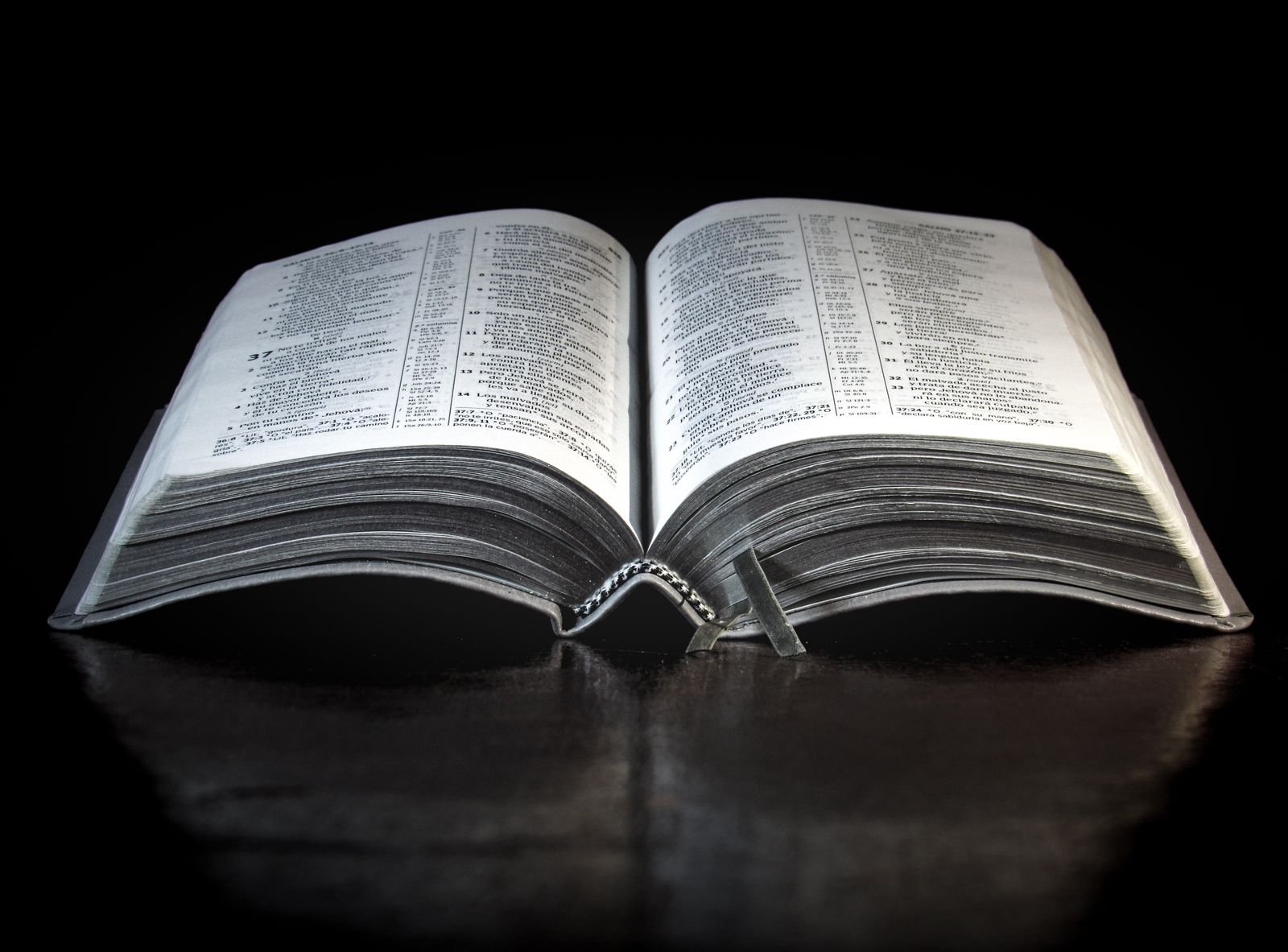 Open book in dramatic light